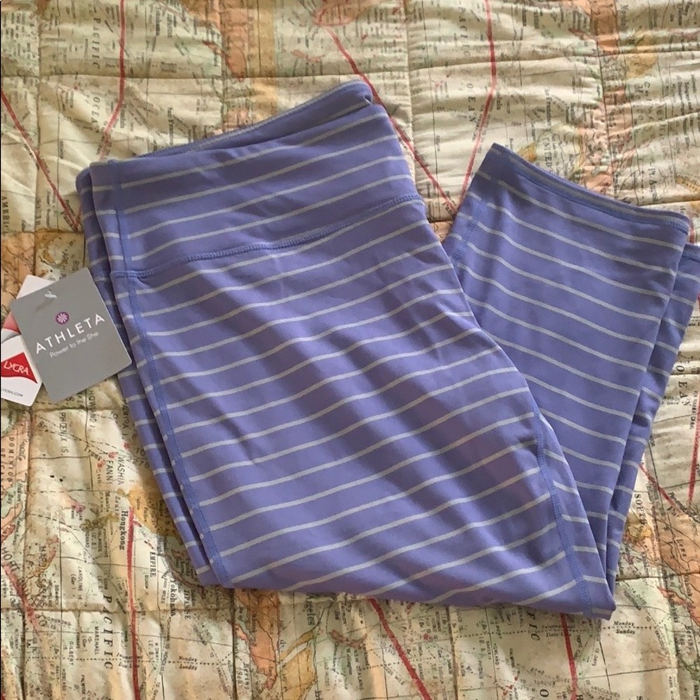 NWT Athleta blue striped capri yoga pants size 1X